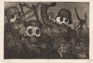 Otto Dix - Strumtruppe gehr unter Gas z knihy Der Krieg (1924)