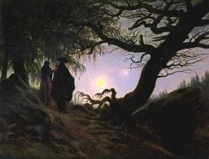 Caspar David  Friedrich: Muž a žena rozjímají o měsíci (cca 1824)