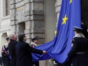 Vlajka EU v Praze