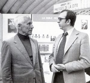 Ernst Jünger a Alain de Benoist na mezinárodním knižním veletrhu v Nice, 15. května 1977