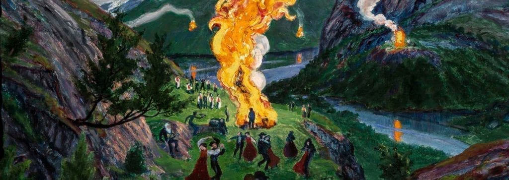 Nikolai Astrup: Vatra o letním slunovratu, před r. 1915. Kode Art Museums of Bergen/Astrup Collection/Savings Bank Foundation DNB