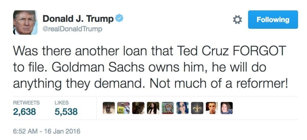 Donald Trump Goldman Sachs