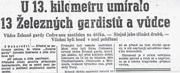 U 13. kilometru umíralo 13 Železných gardistů a vůdce