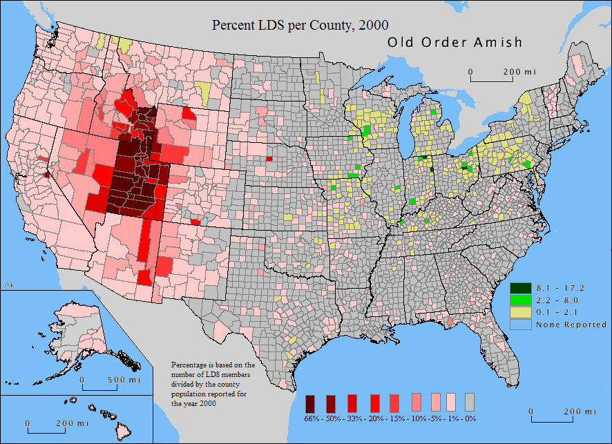 USA Mormon Amish population