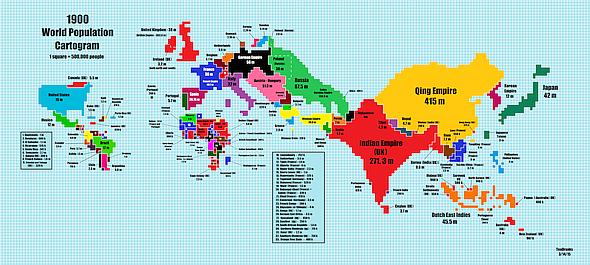 1900 World Population Cartogram