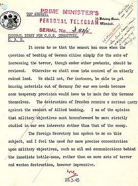 Drážďany - Churchillův dopis z 28. března 1945