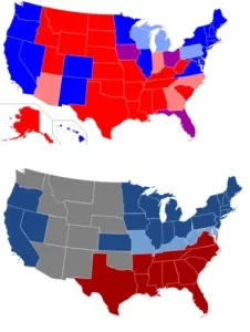 USA - volební mapa