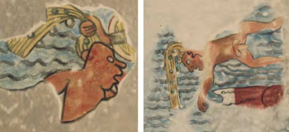 Detaily světlovlasých mužů v lodní bitvě, malba č. 147