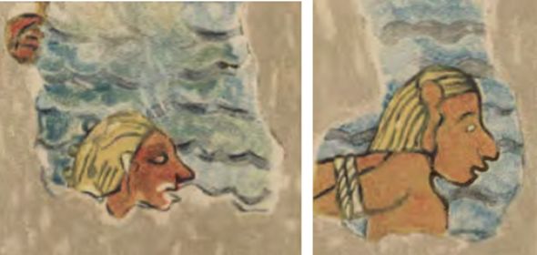 Zajatí světlovlasí lidé, malba č. 147